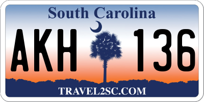 SC license plate AKH136
