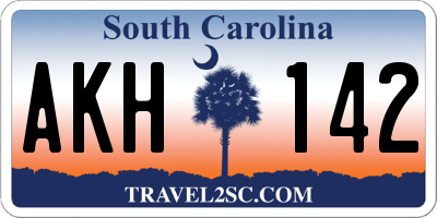 SC license plate AKH142