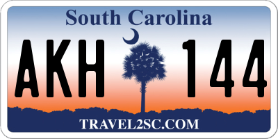 SC license plate AKH144