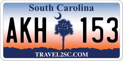 SC license plate AKH153