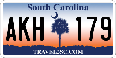 SC license plate AKH179