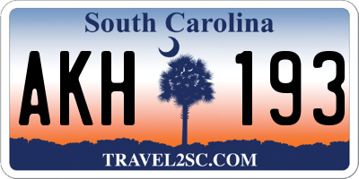 SC license plate AKH193