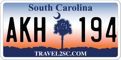 SC license plate AKH194