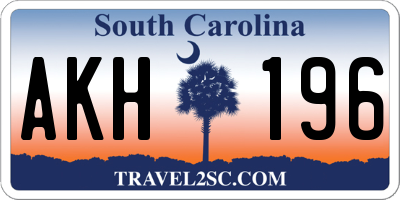 SC license plate AKH196