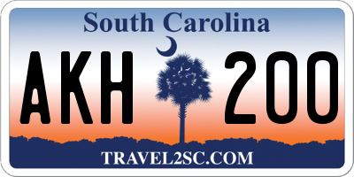 SC license plate AKH200