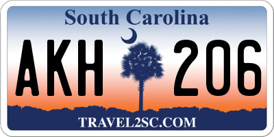 SC license plate AKH206