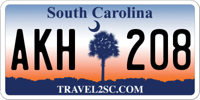 SC license plate AKH208