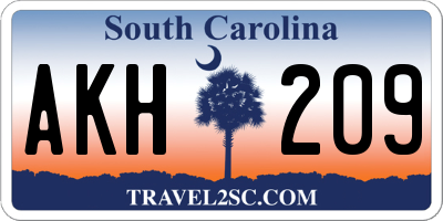SC license plate AKH209