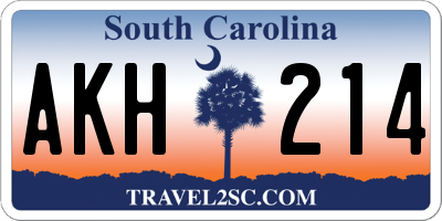 SC license plate AKH214