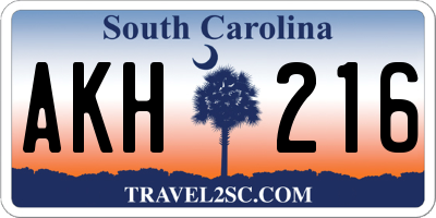 SC license plate AKH216