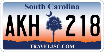 SC license plate AKH218
