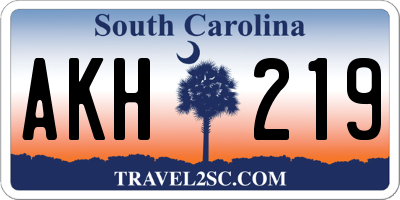 SC license plate AKH219