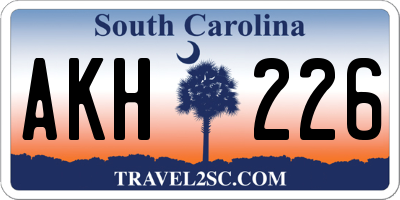 SC license plate AKH226
