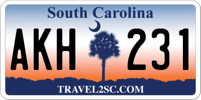 SC license plate AKH231