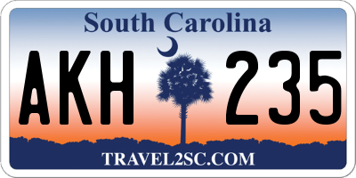SC license plate AKH235