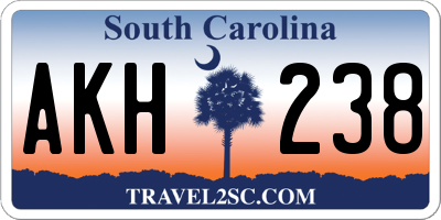 SC license plate AKH238