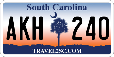 SC license plate AKH240