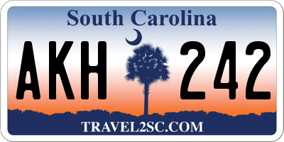 SC license plate AKH242
