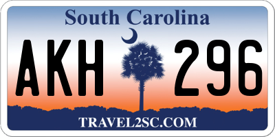 SC license plate AKH296