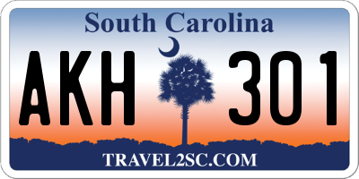 SC license plate AKH301