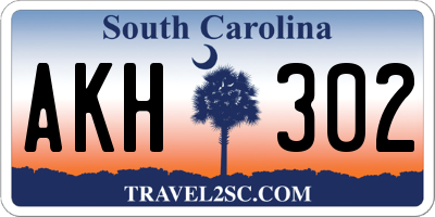 SC license plate AKH302
