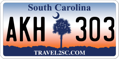 SC license plate AKH303