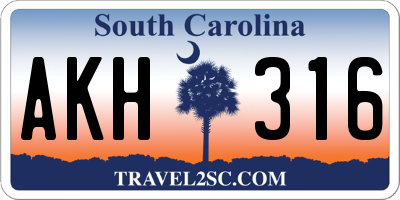 SC license plate AKH316