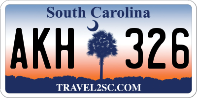 SC license plate AKH326