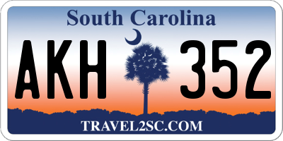 SC license plate AKH352