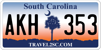 SC license plate AKH353