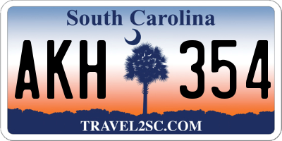 SC license plate AKH354