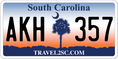 SC license plate AKH357