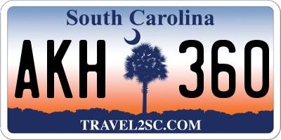 SC license plate AKH360