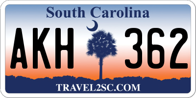 SC license plate AKH362
