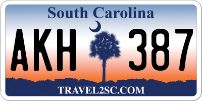 SC license plate AKH387