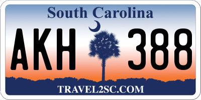 SC license plate AKH388