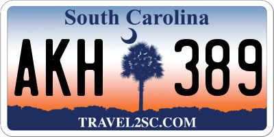 SC license plate AKH389