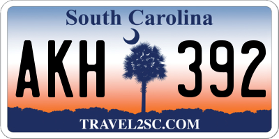 SC license plate AKH392