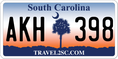 SC license plate AKH398