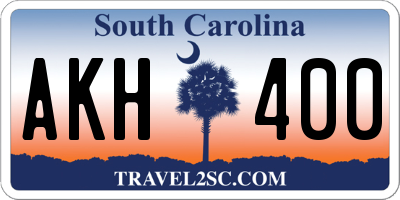 SC license plate AKH400