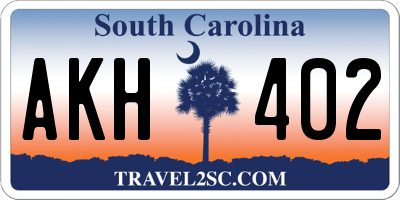 SC license plate AKH402