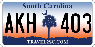 SC license plate AKH403