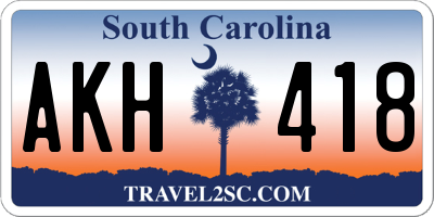 SC license plate AKH418