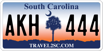 SC license plate AKH444