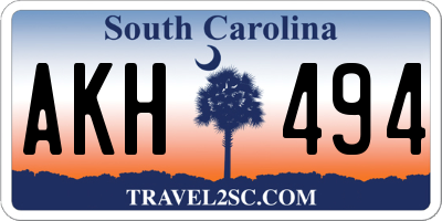 SC license plate AKH494