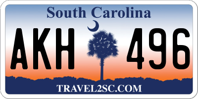 SC license plate AKH496