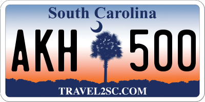 SC license plate AKH500