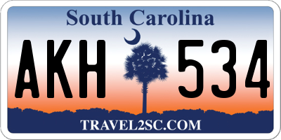 SC license plate AKH534