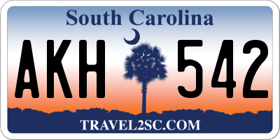 SC license plate AKH542