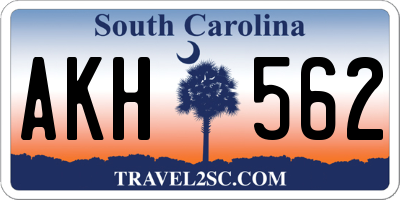 SC license plate AKH562